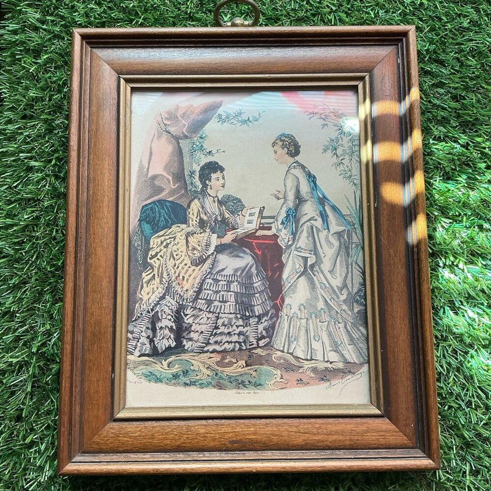 Framed French Victorian Fashion Print Anaïs Toudouze Leroy Paris 10” Wall Art